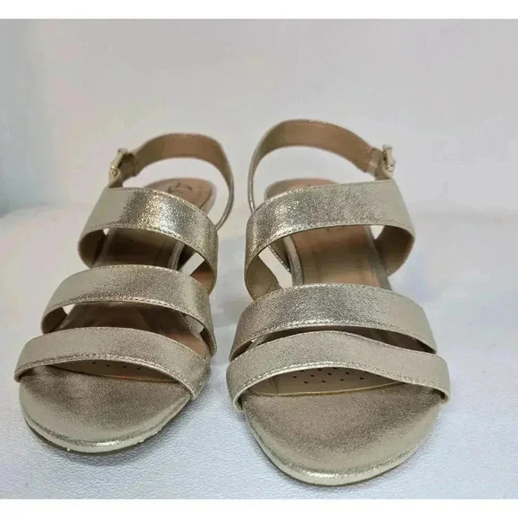 Abella True Comfort Francine Sandals Slingback Heel Gold/champagne Metallic 7 M - Picture 3 of 9